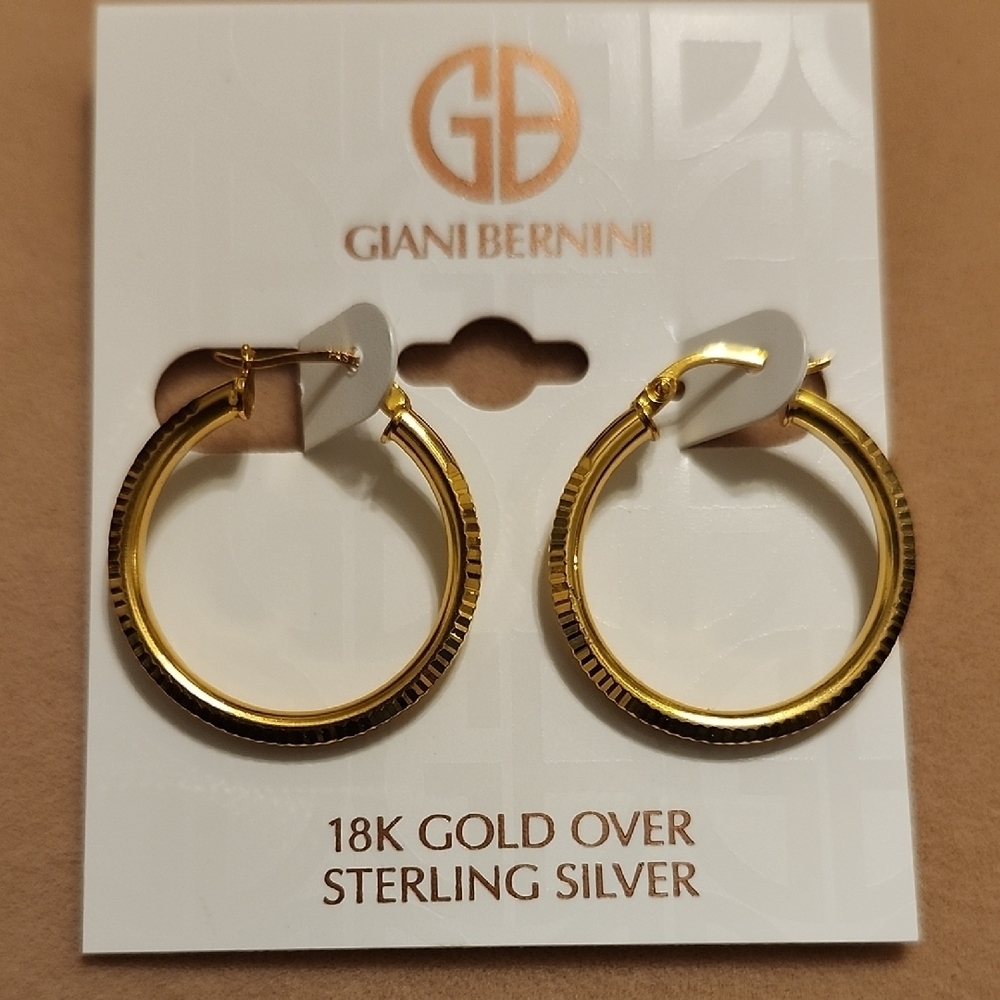 18k Giani Bernini Gold Modern Hoop Earrings
